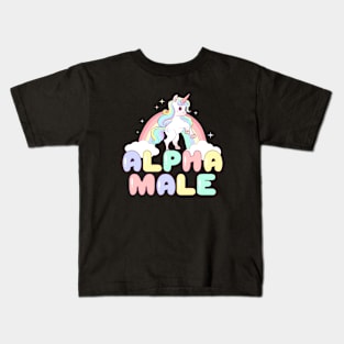 Alpha Male Funny Unicorn y2k Aesthetic 90s Vintage Graphic Kids T-Shirt